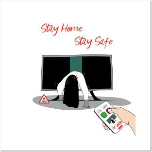 japan ghost Sadako Stay home & stay safe_covid19 Lockdown Posters and Art